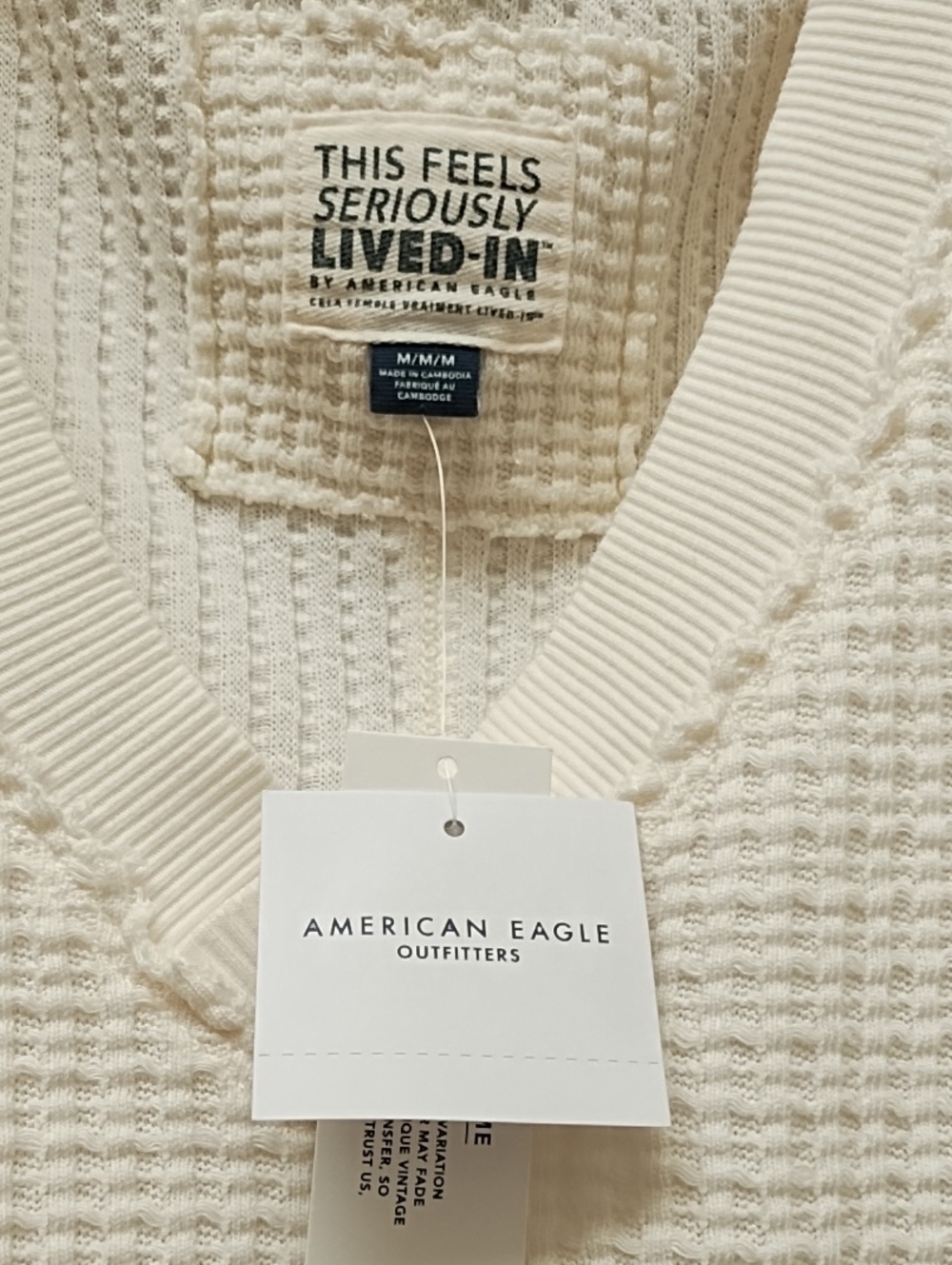 American Eagle Big Hug Waffle V Neck Sweatshirt NWT! - Picture 8 of 9